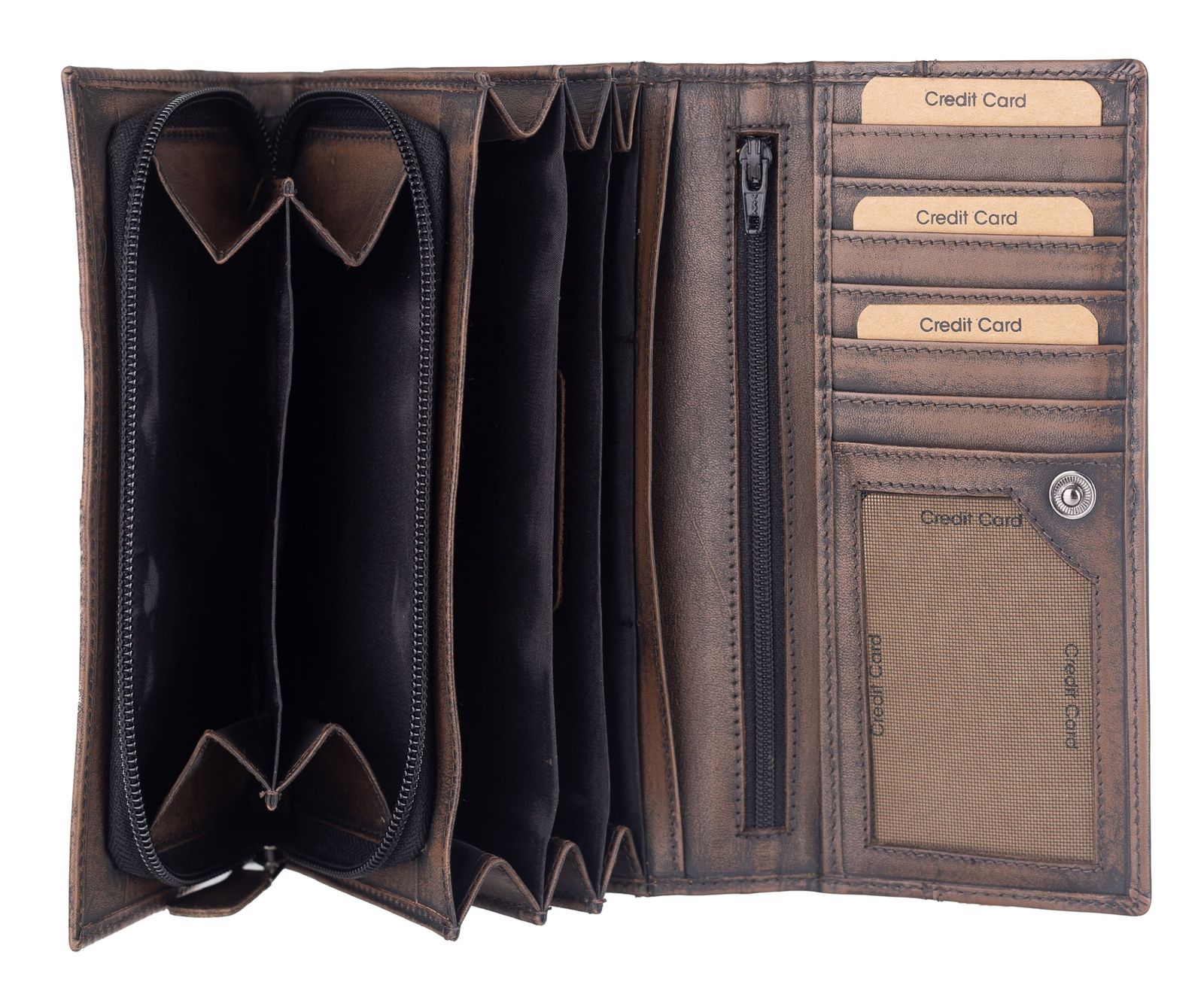 GREENBURRY Destressed Long Wallet RFID Teak Brown GREENBURRY Destressed Long Wallet RFID Teak Brown
