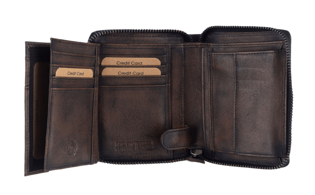 GREENBURRY Destressed RV-Wallet RFID Teak Brown GREENBURRY Destressed RV-Wallet RFID Teak Brown