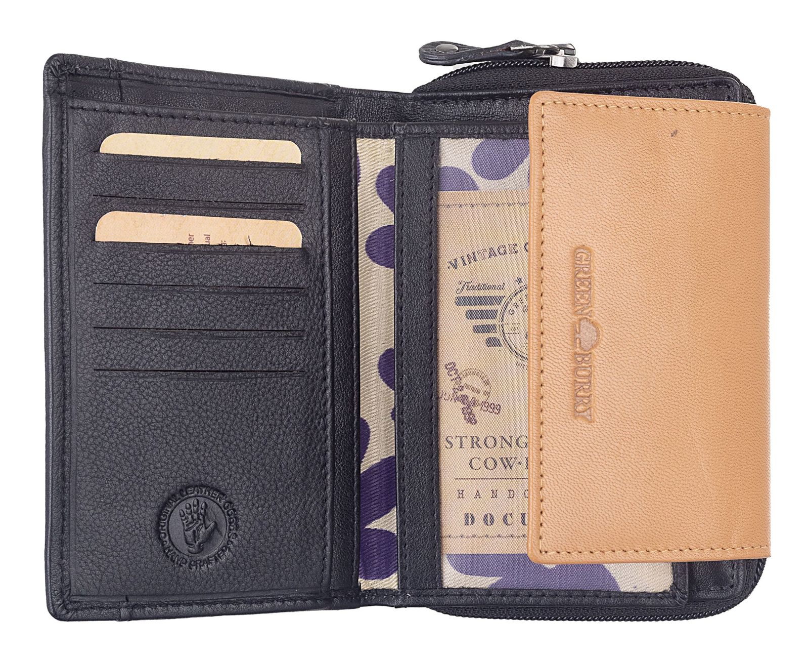 GREENBURRY Duett RV-Wallet RFID Black / Tan GREENBURRY Duett RV-Wallet RFID Black / Tan