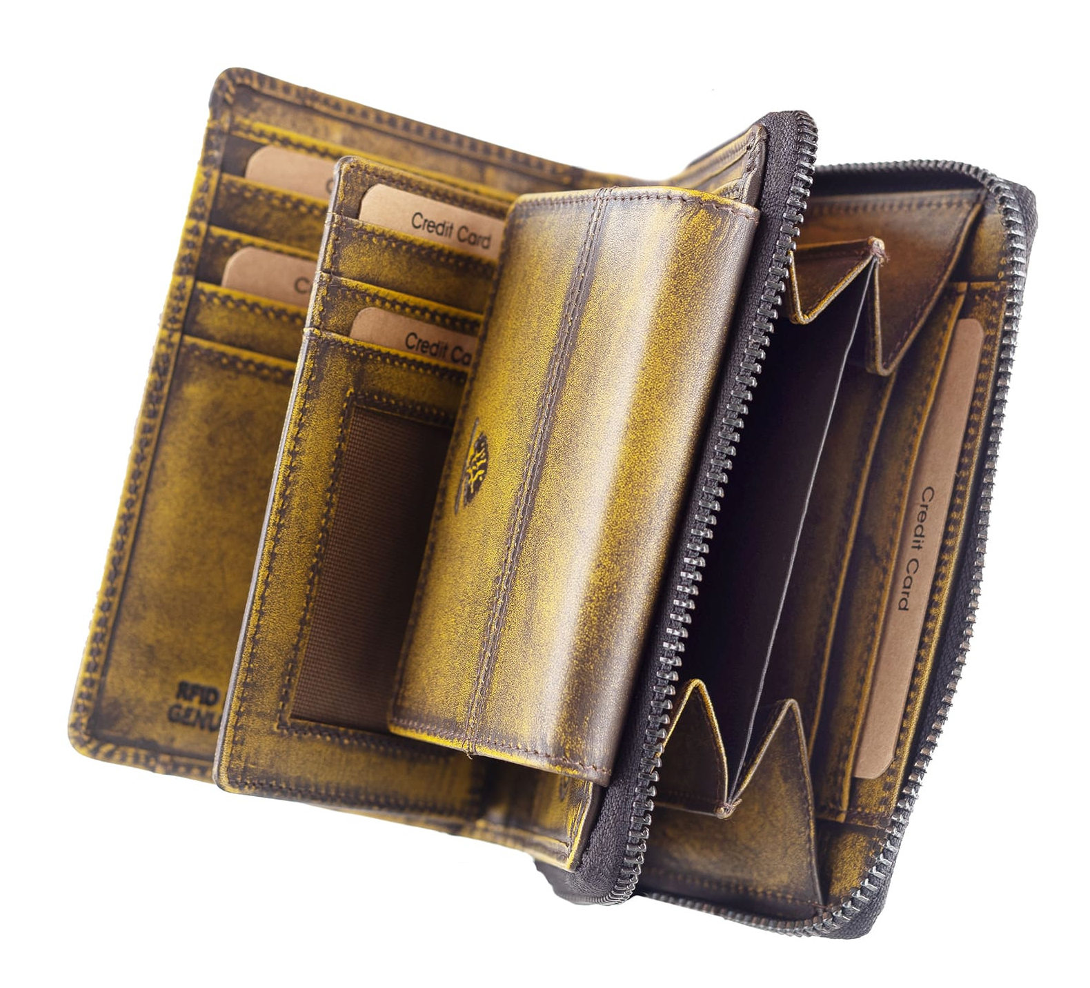 GREENBURRY Destressed RV-Wallet RFID Dirty Yellow GREENBURRY Destressed RV-Wallet RFID Dirty Yellow
