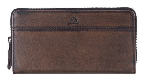 GREENBURRY Destressed RV-Long Wallet RFID Teak Brown