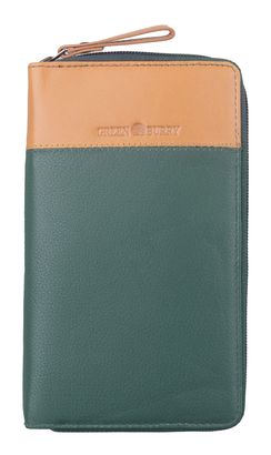 GREENBURRY Duett RV-Long Wallet RFID Bottlegreen / Tan