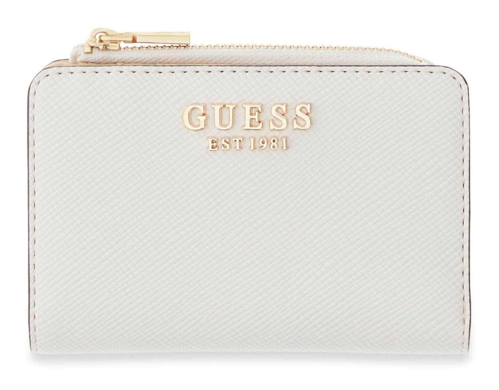 GUESS Gilda SLG Zip Around Card Case Cream White