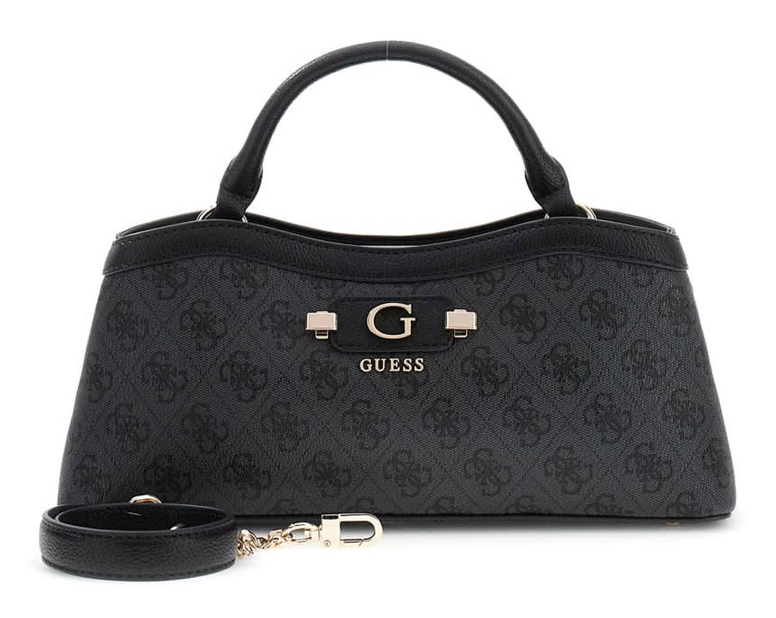 GUESS Lindsey 2 Compartment Satchel S Coal Logo