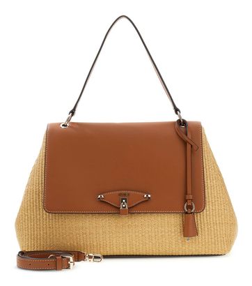 GUESS Maggie Straw Flap Shoulder Bag L Natural / Caramel