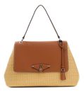 GUESS Maggie Straw Flap Shoulder Bag L Natural / Caramel