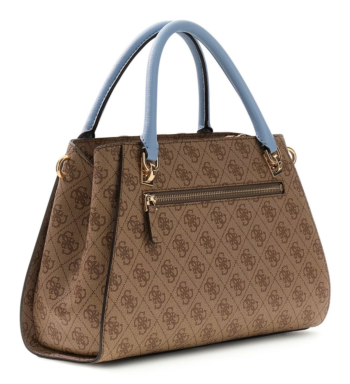 GUESS Noelle II Luxury Satchel Latte Logo / Light Blue GUESS Noelle II Luxury Satchel Latte Logo / Light Blue
