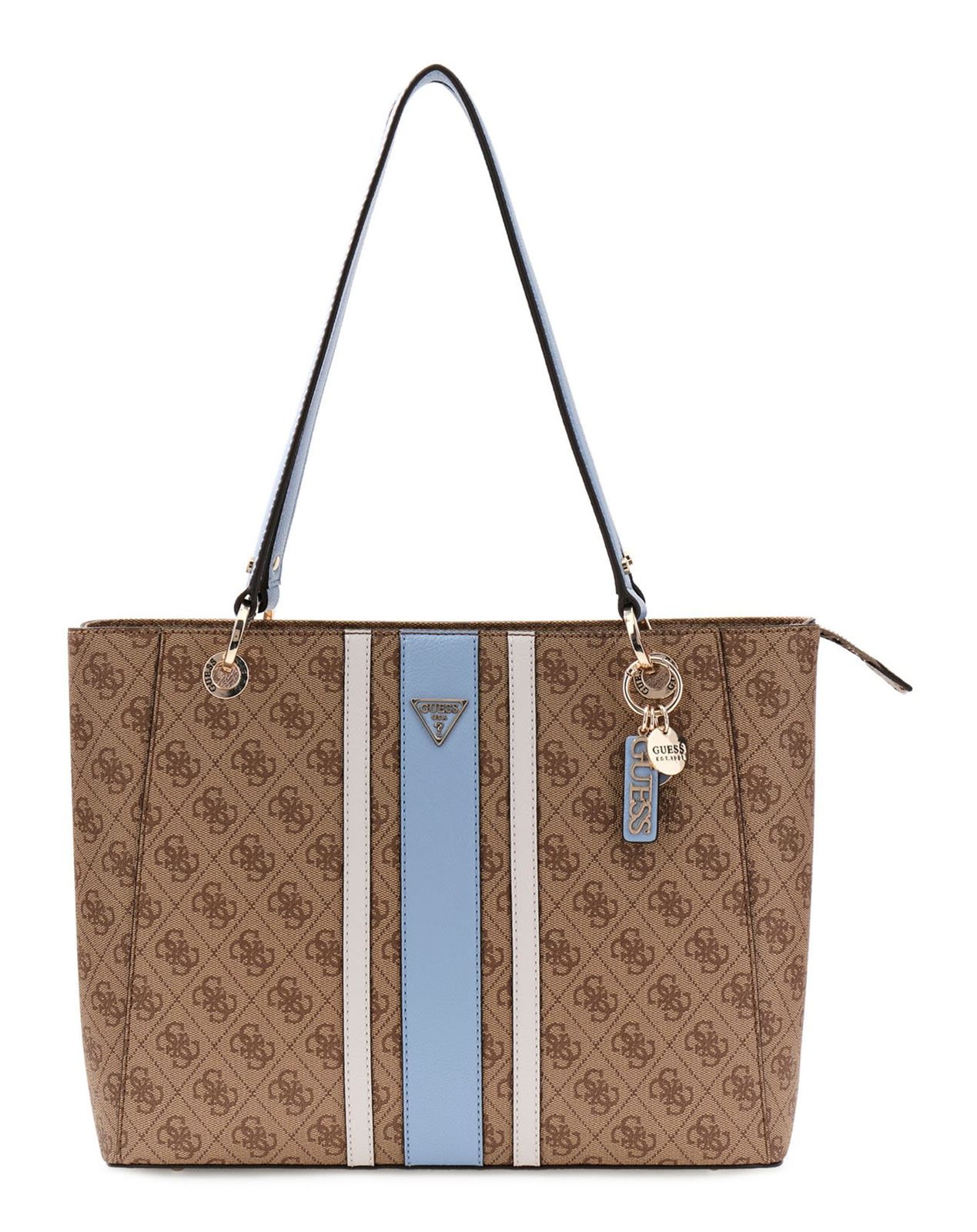 GUESS Noelle II Tote Latte Logo / Light Blue