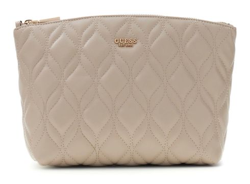 GUESS Maxine Top Zip Cosmetic Bag XL Light Taupe GUESS Maxine Top Zip Cosmetic Bag XL Light Taupe