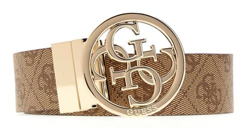 GUESS Noelle Adjustable & Reversible Pant Belt W85 Latte Logo / Light Blue - shortenable