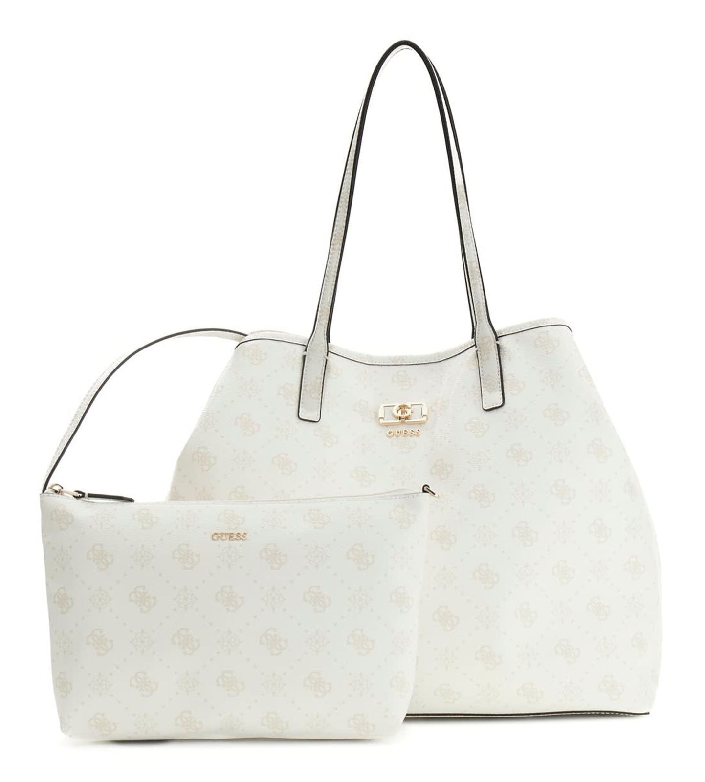 GUESS Emelie Logo 2 in 1 Tote L White Logo