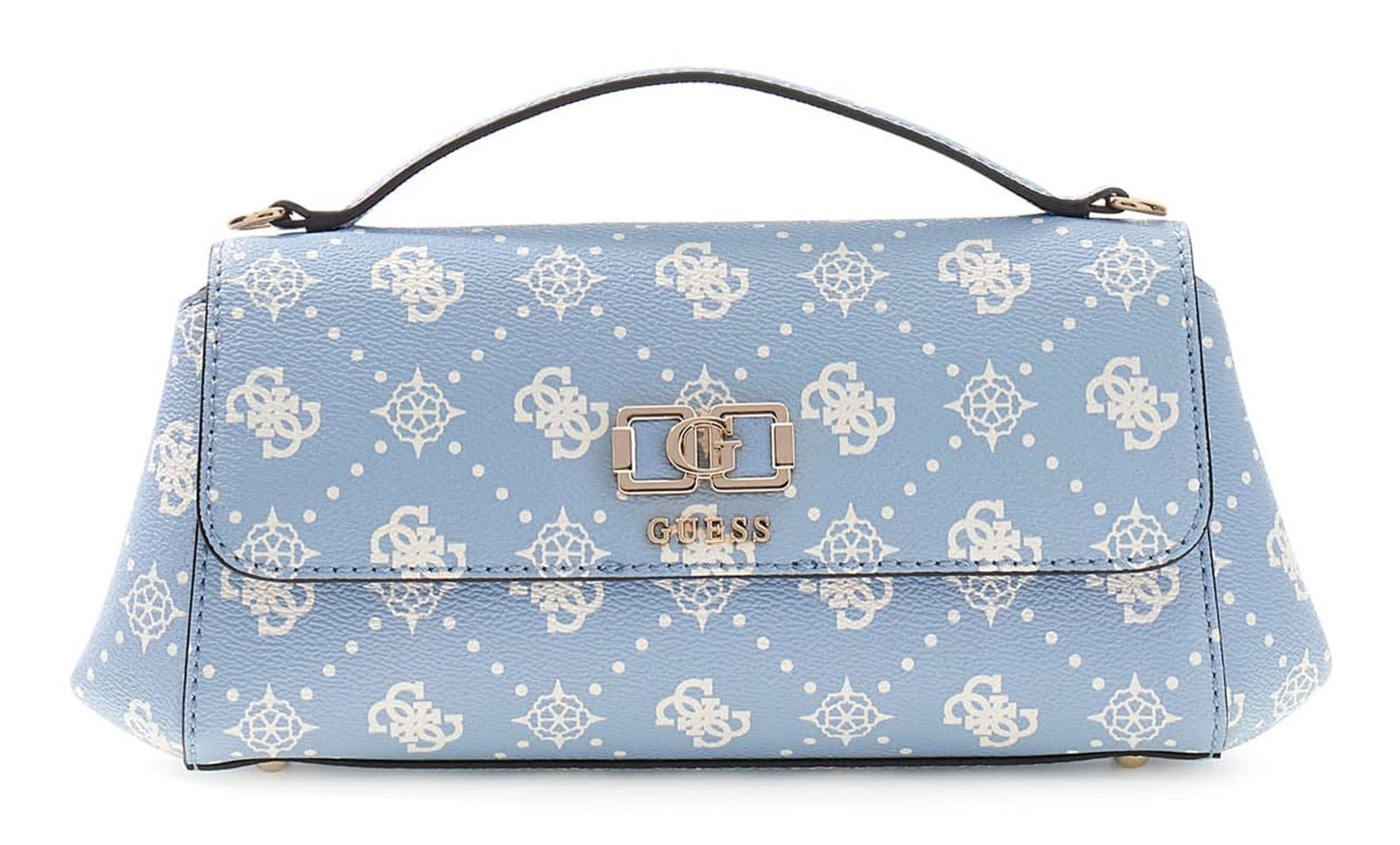 GUESS Emelie Logo Flap Crossbody Light Blue Logo