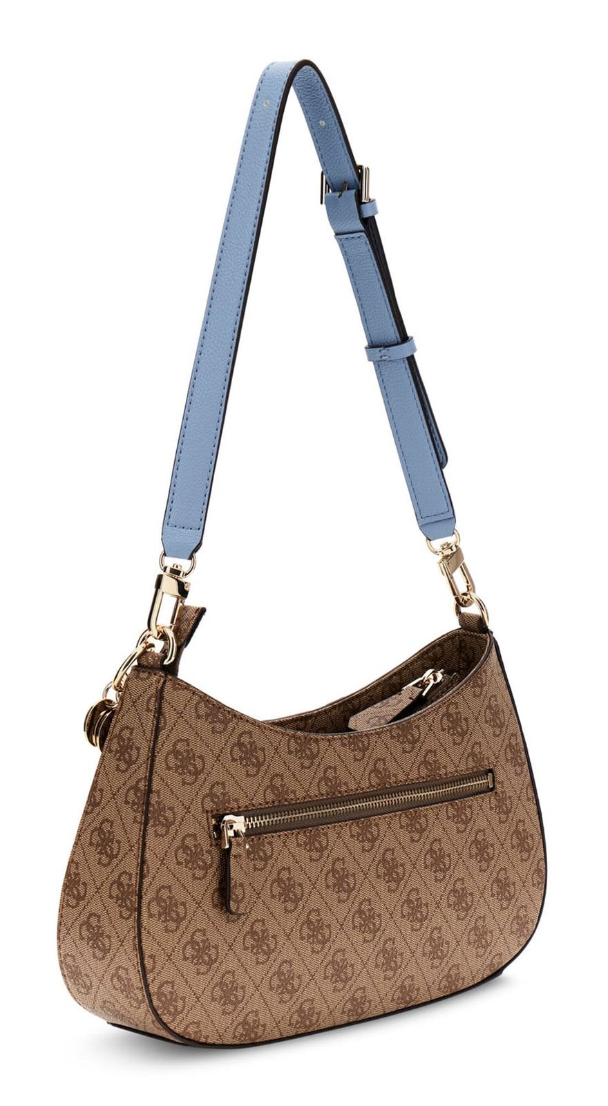 GUESS Noelle II Top Zip Shoulder Bag Latte Logo / Light Blue GUESS Noelle II Top Zip Shoulder Bag Latte Logo / Light Blue