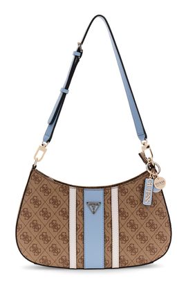 GUESS Noelle II Top Zip Shoulder Bag Latte Logo / Light Blue