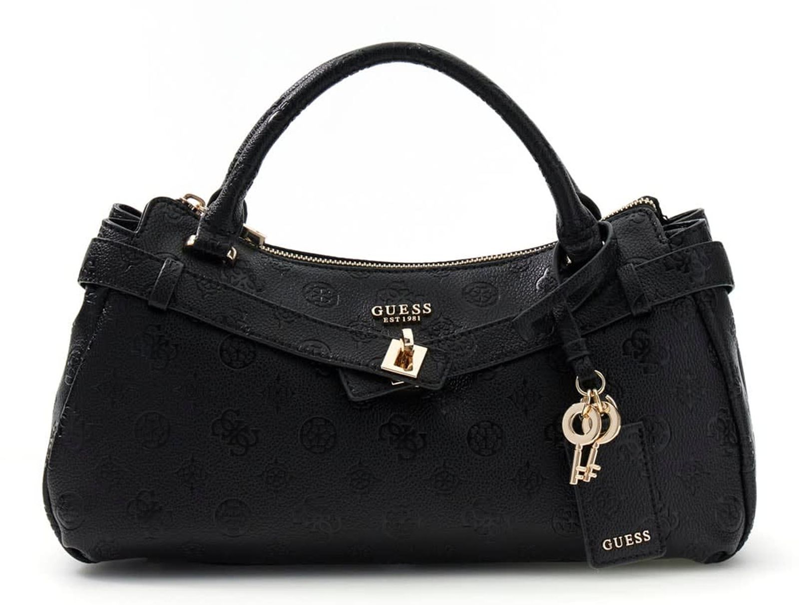 GUESS Ella Logo Girlfriend Satchel Black Logo