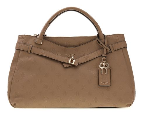 GUESS Ella Logo Girlfriend Satchel L Beige Logo GUESS Ella Logo Girlfriend Satchel L Beige Logo