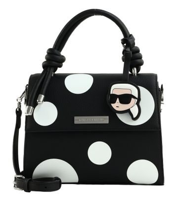 KARL LAGERFELD Ikon Pebble Crossbody Satchel Knots Variable BW Polka Dot KARL LAGERFELD Ikon Pebble Crossbody Satchel Knots Variable BW Polka Dot