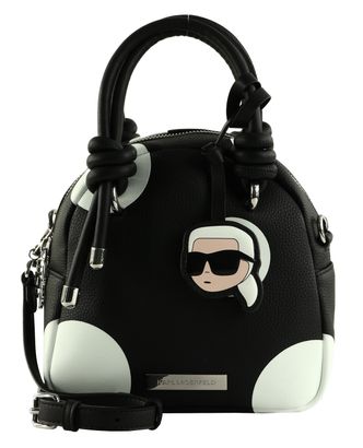 KARL LAGERFELD Ikon Pebble Th Crossbody Bag Knots Variable BW Polka Dot