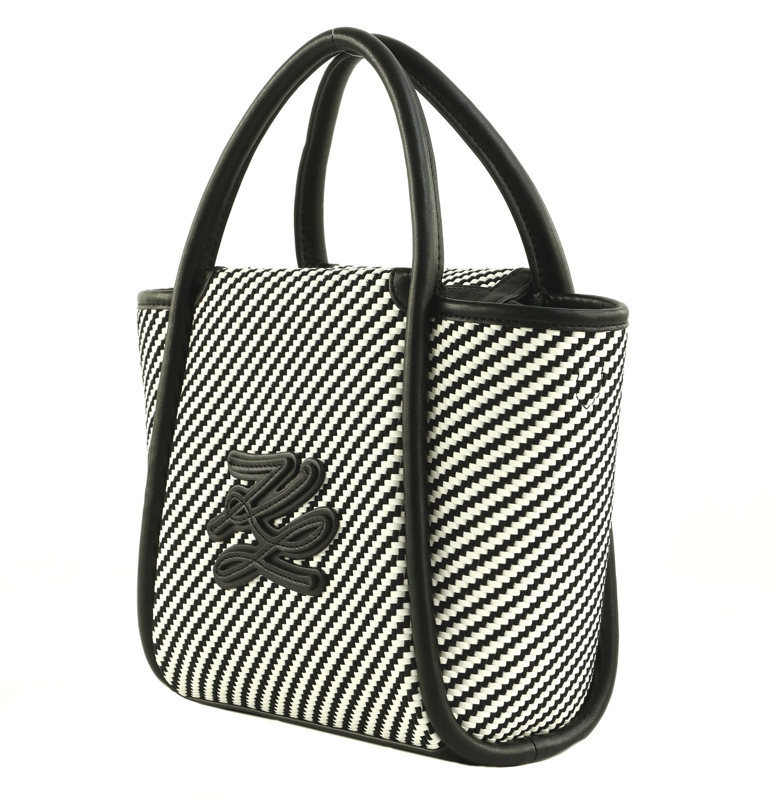 KARL LAGERFELD Le Ballet K / Autograph Patch Tote Braid S White / Black KARL LAGERFELD Le Ballet K / Autograph Patch Tote Braid S White / Black