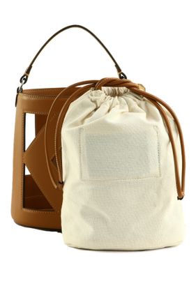 KARL LAGERFELD Ikon Monogram Bucket Bag Diagonal Cream Monogram