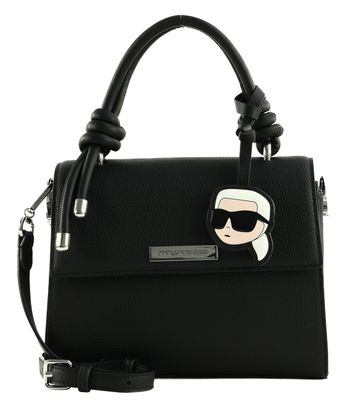 KARL LAGERFELD Ikon Pebble Crossbody Satchel Knots Black KARL LAGERFELD Ikon Pebble Crossbody Satchel Knots Black