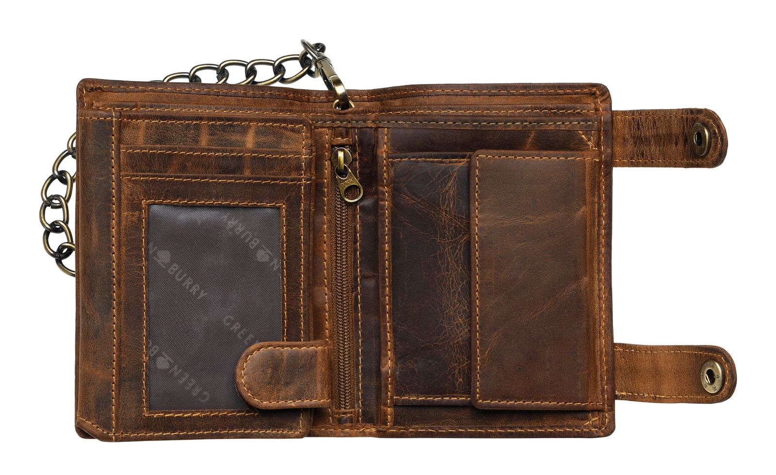 GREENBURRY Vintage Wallet With Chain Brown Skull GREENBURRY Vintage Wallet With Chain Brown Skull