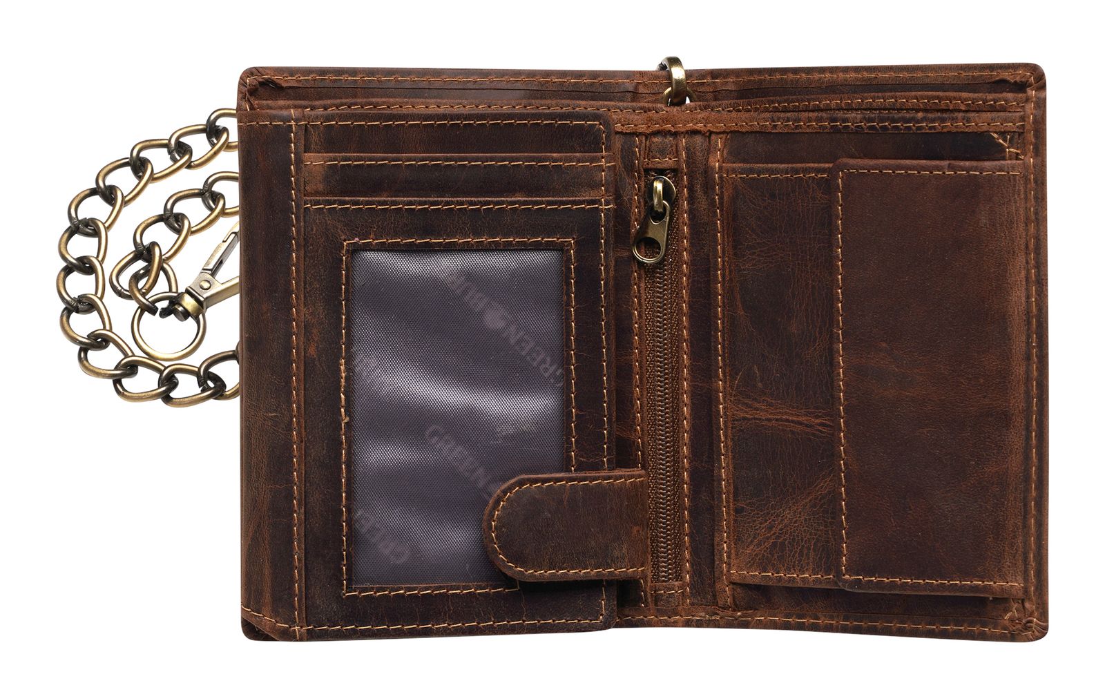 GREENBURRY Vintage Wallet With Chain Brown Rebel-Skull GREENBURRY Vintage Wallet With Chain Brown Rebel-Skull