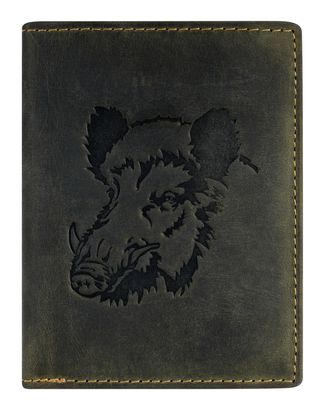 GREENBURRY Vintage Animal Collection Wallet Olive Wild Boar GREENBURRY Vintage Animal Collection Wallet Olive Wild Boar