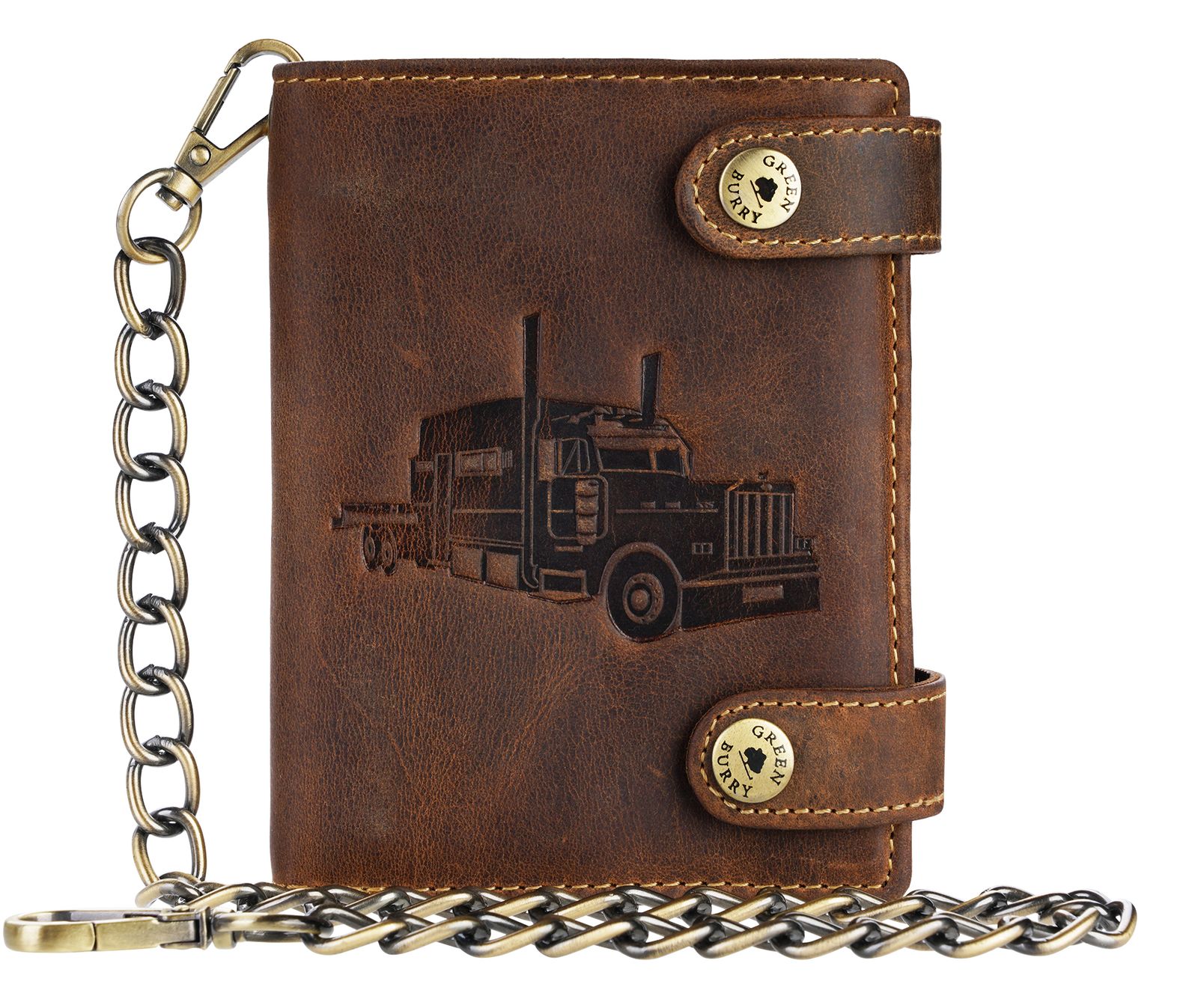 GREENBURRY Vintage Wallet With Chain Brown Truck