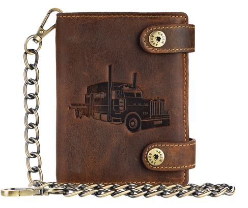 GREENBURRY Vintage Wallet With Chain Brown Truck GREENBURRY Vintage Wallet With Chain Brown Truck