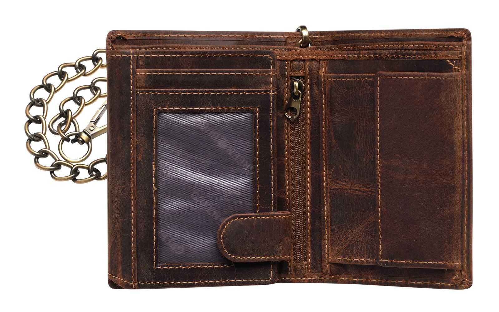 GREENBURRY Vintage Wallet With Chain Brown Bike GREENBURRY Vintage Wallet With Chain Brown Bike