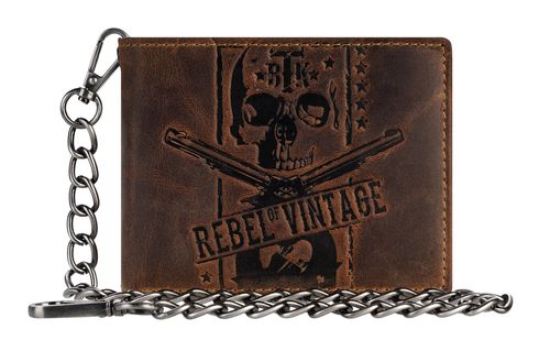 GREENBURRY Vintage Wallet With Chain Brown Rebel-Skull GREENBURRY Vintage Wallet With Chain Brown Rebel-Skull