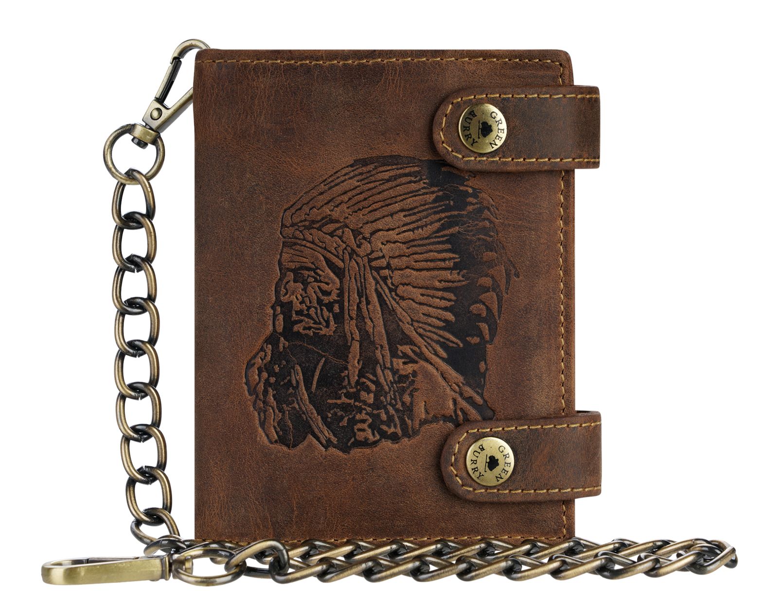 GREENBURRY Vintage Native American Wallet With Chain Brown