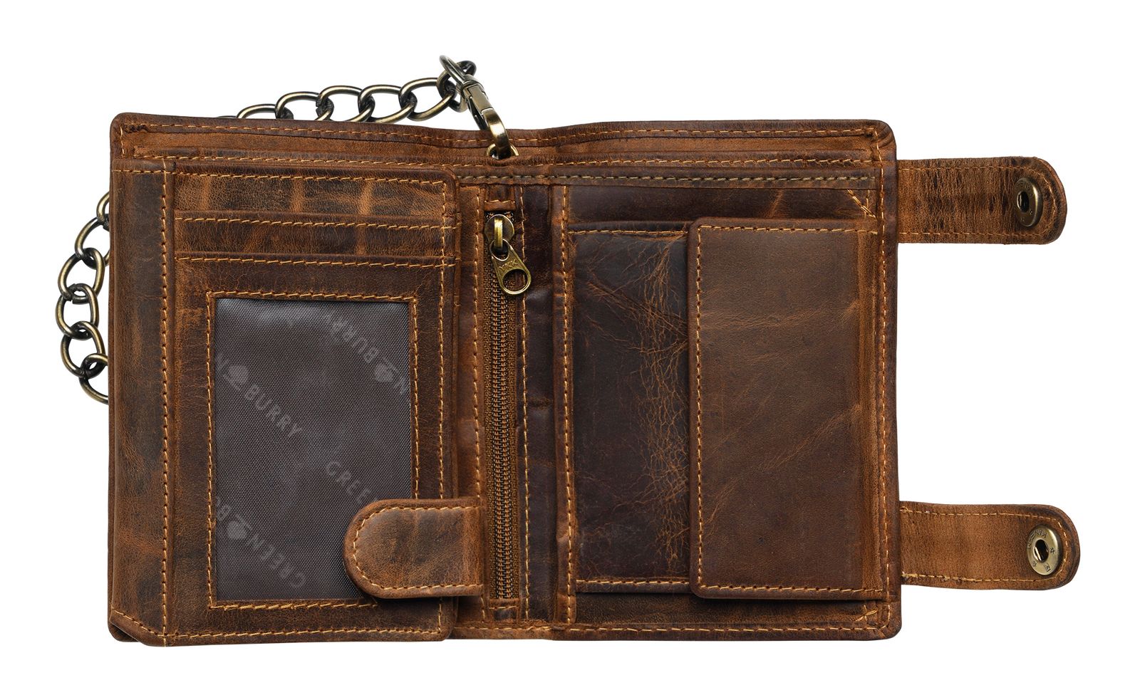 GREENBURRY Vintage Native American Wallet With Chain Brown GREENBURRY Vintage Native American Wallet With Chain Brown