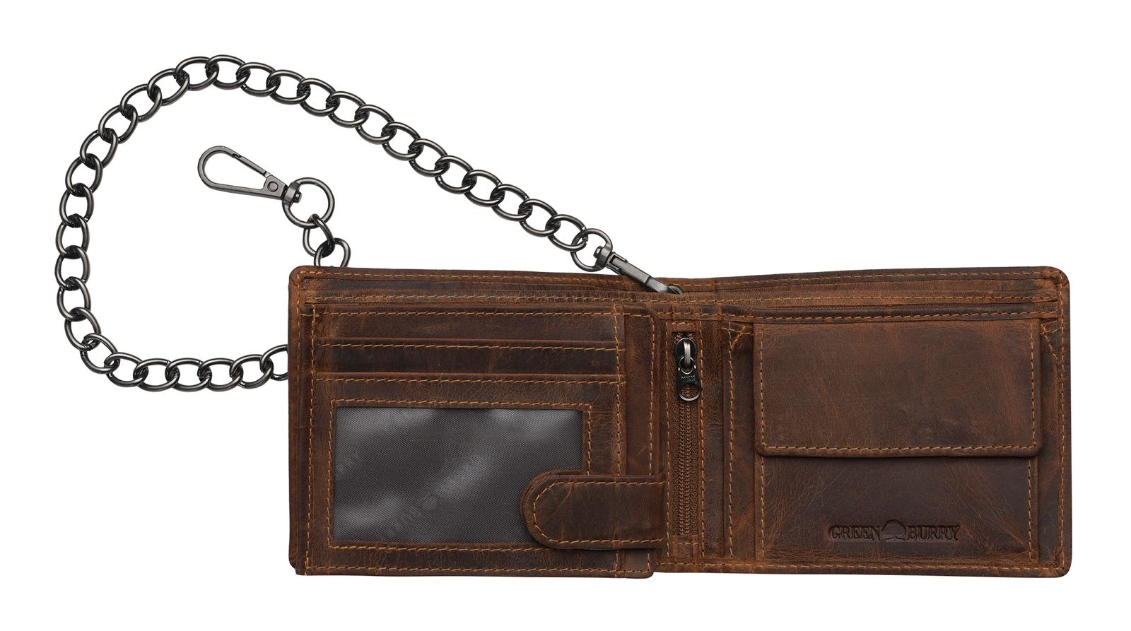 GREENBURRY Vintage Save Wallet With Chain Brown GREENBURRY Vintage Save Wallet With Chain Brown