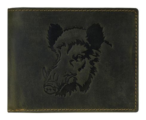 GREENBURRY Vintage Animal Collection Wallet Olive Wild Boar