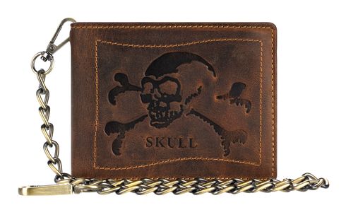 GREENBURRY Vintage Wallet With Chain Brown Skull GREENBURRY Vintage Wallet With Chain Brown Skull