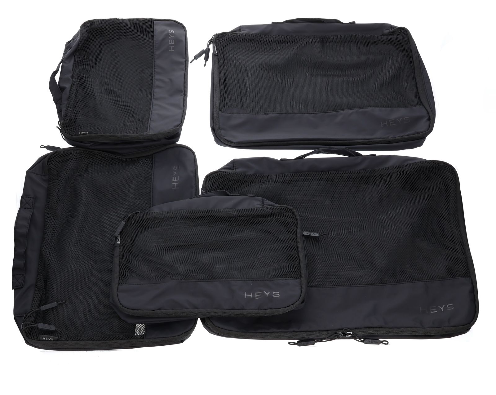 HEYS EcoTex Packing Cubes Set 5pc Black