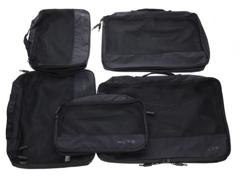 HEYS EcoTex Packing Cubes Set 5pc Black HEYS EcoTex Packing Cubes Set 5pc Black