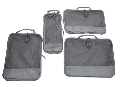 HEYS EcoTex Compressible Packing Cubes Set 4pc Grey HEYS EcoTex Compressible Packing Cubes Set 4pc Grey