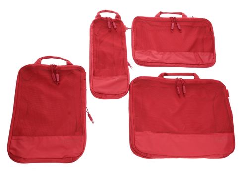 HEYS EcoTex Compressible Packing Cubes Set 4pc Red HEYS EcoTex Compressible Packing Cubes Set 4pc Red