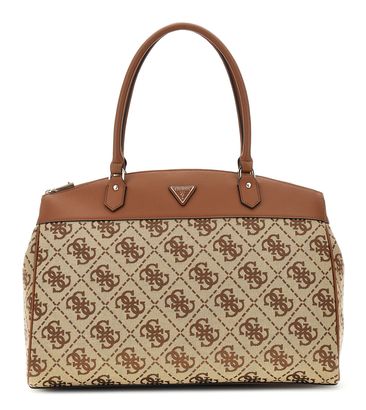 GUESS Audrey Logo Deluxe Dome Tote Cognac Logo