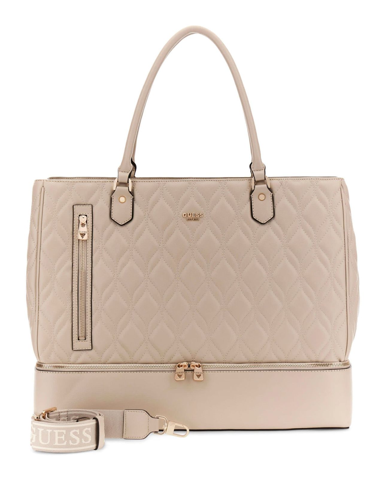 GUESS Maxine Zip Bottom Tote Light Taupe