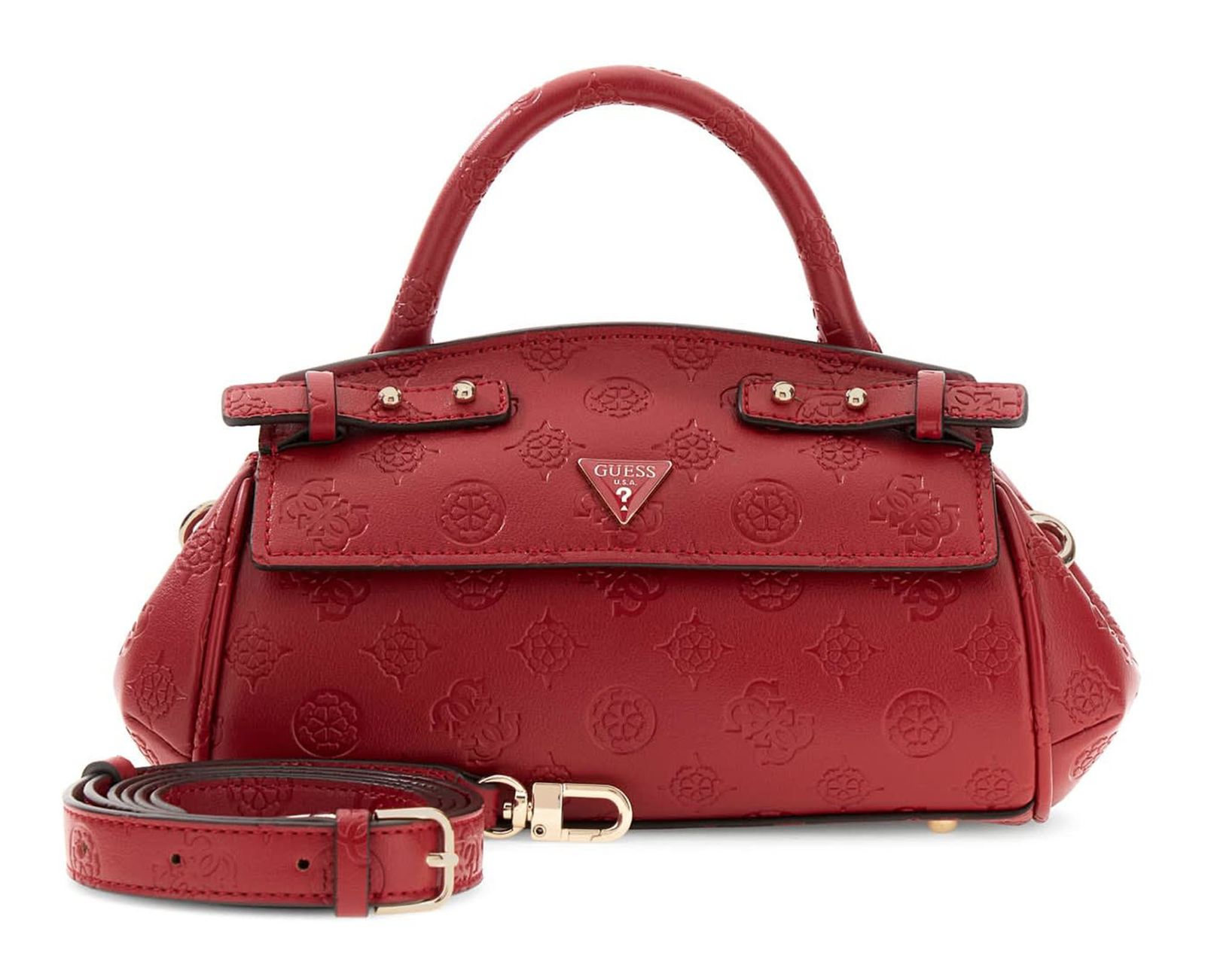 GUESS Diana Mini Top Handle Flap Dark Cherry Logo