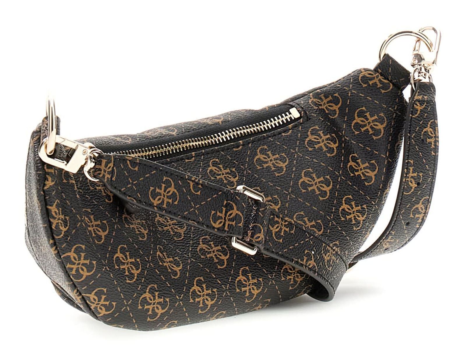GUESS Latona Belt Bag Brown Logo / Black GUESS Latona Belt Bag Brown Logo / Black