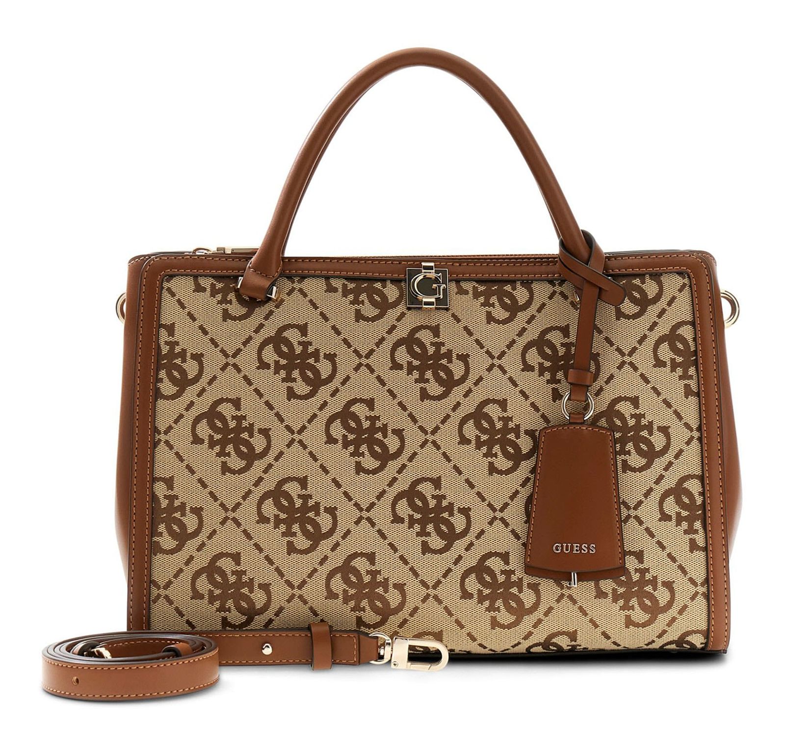 GUESS Audrey Logo Girlfriend Satchel Latte Logo
