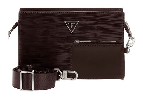 GUESS Milano Crossbody Top Zip Dark Brown GUESS Milano Crossbody Top Zip Dark Brown
