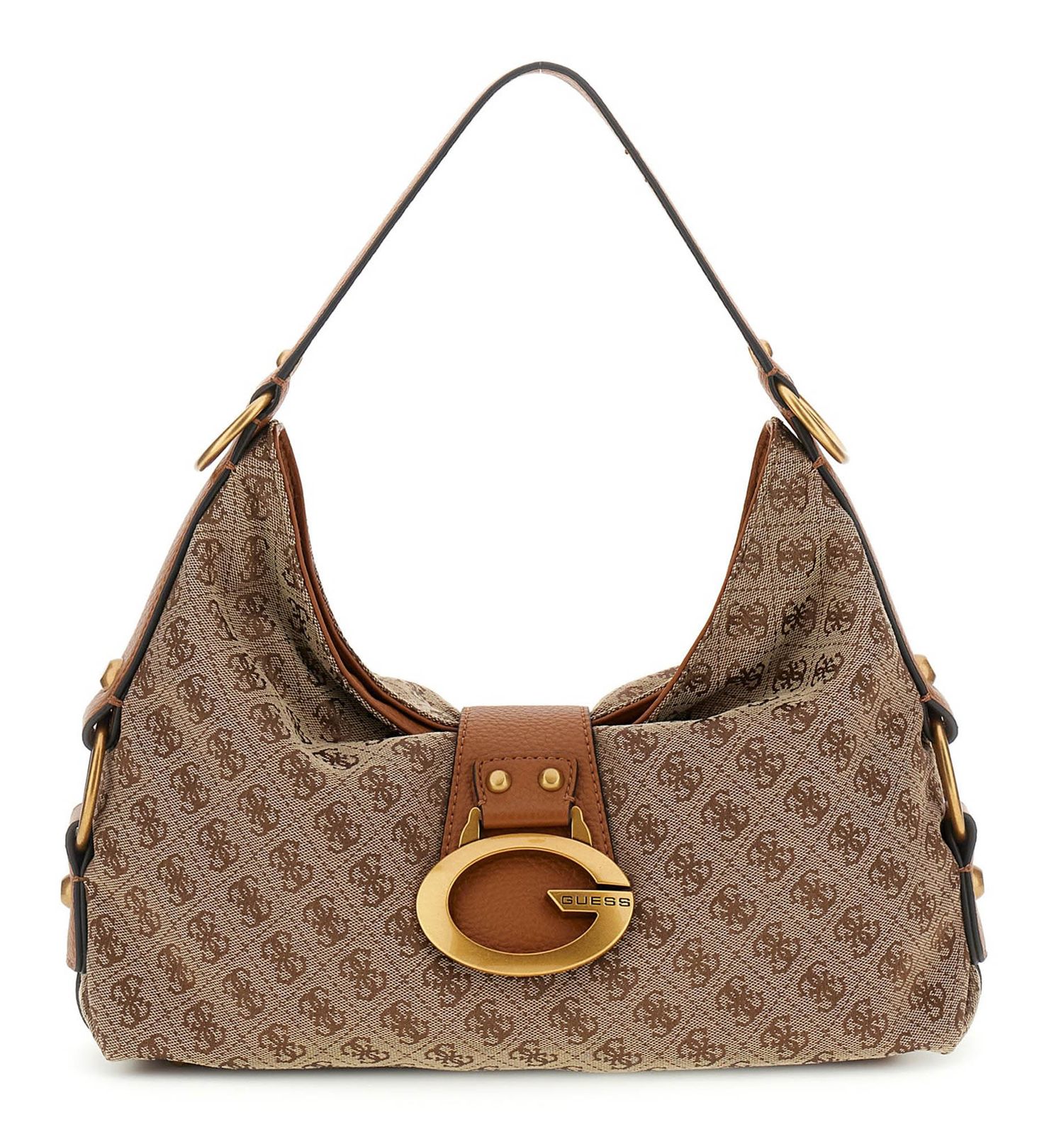 GUESS Camden Shoulder Bag Latte Logo / Cognac