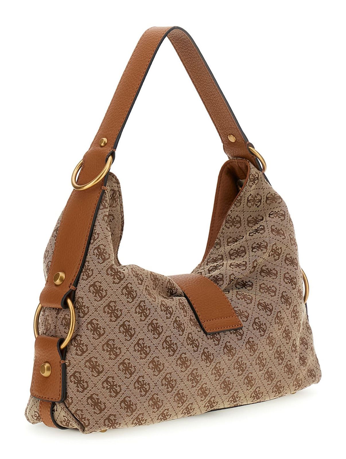 GUESS Camden Shoulder Bag Latte Logo / Cognac GUESS Camden Shoulder Bag Latte Logo / Cognac