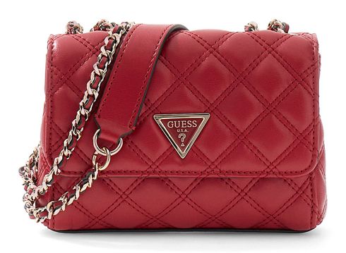 GUESS Giully II Mini Compound Convertible Flap Bag Dark Cherry